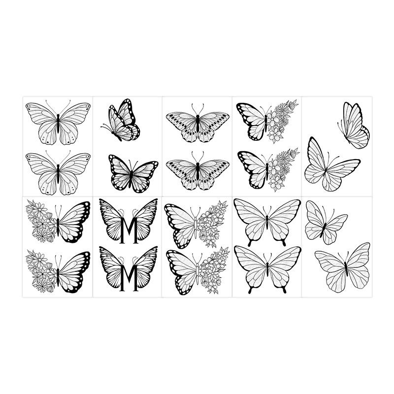 

Small Fresh And Beautiful Personalized Black Flower Butterfly Tattoo Sticker Holiday Party Decoration Sticker 7*10CM