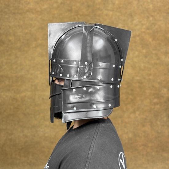 Black Moria Dwarven Battle Helmet LOTR-Inspired Medieval Armor for LARP, Cosplay, Knight Attire, and Collectible Display