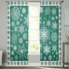 Weihnachten Grüne Schneeflocke Textur Wohnzimmer Transparent Tüll Fenster Vorhang Schlafzimmer Küche Dekor Schleier Vorhänge Vorhänge