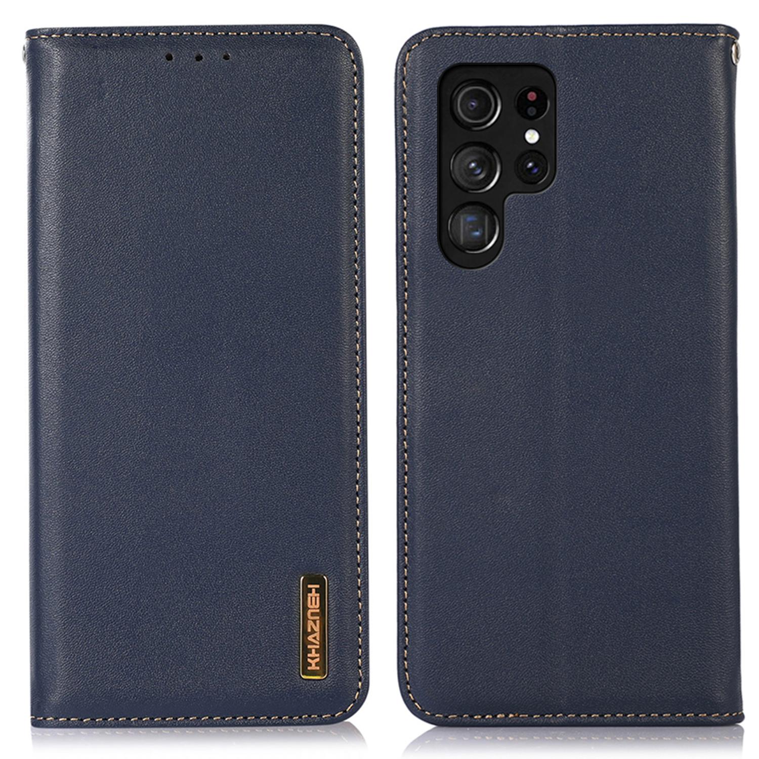 

KHAZNEH For Samsung Galaxy S26 Ultra Case Wallet Genuine Cow Leather Phone Cover Nappa Texture