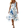 Ärmelloses Sommerkleid mit Blumenprint für Damen, Rundhalsausschnitt, unregelmäßiger Saum, mittellang, leicht, bequem