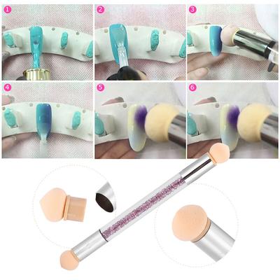 Nail Art Pen Nail Shading Brush 2 Colors Double End UV Gel Nail Art Painting Gradient Shading Pen Brush 4 Extra Sponge Heads