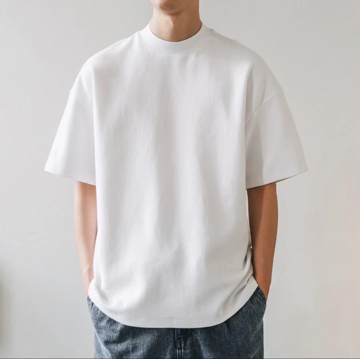 

Small Neck T Shirts Men Cotton Short Sleeved Spring Summer Loose Casual S белый