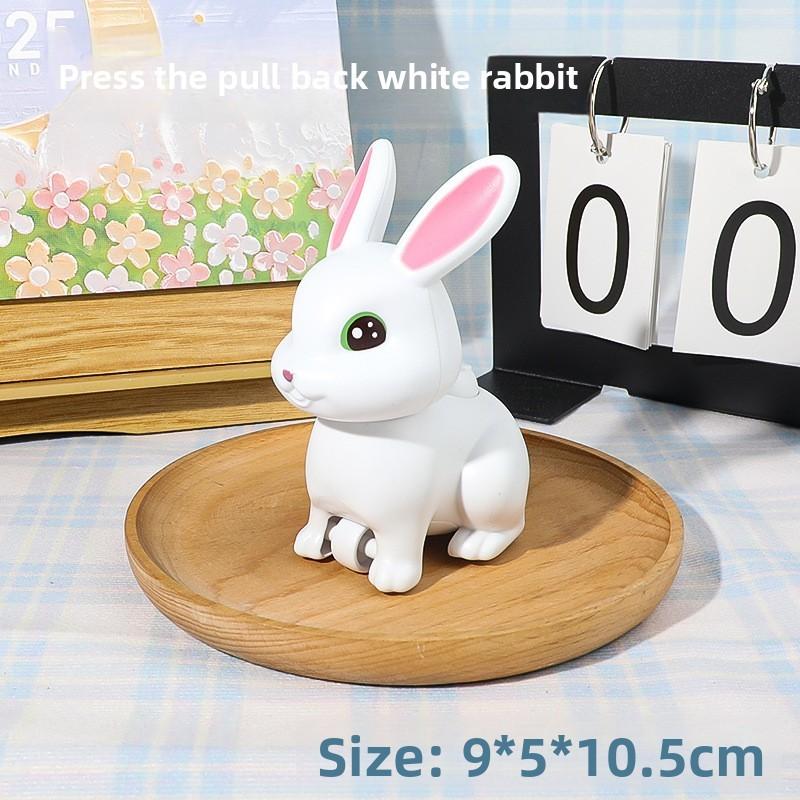 Little Toy Childrens White Rabbit Inertia Press Rebound Force Animal Cartoon Car