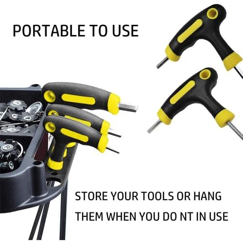 YUENTOEN 5-Piece T-Handle Hex Wrench Set with Long Ball Point and Allen Wrenches, Sizes 2.5mm, 3mm, 4mm, 5mm, and 6mm, for Car, Machine, Bicycle, and