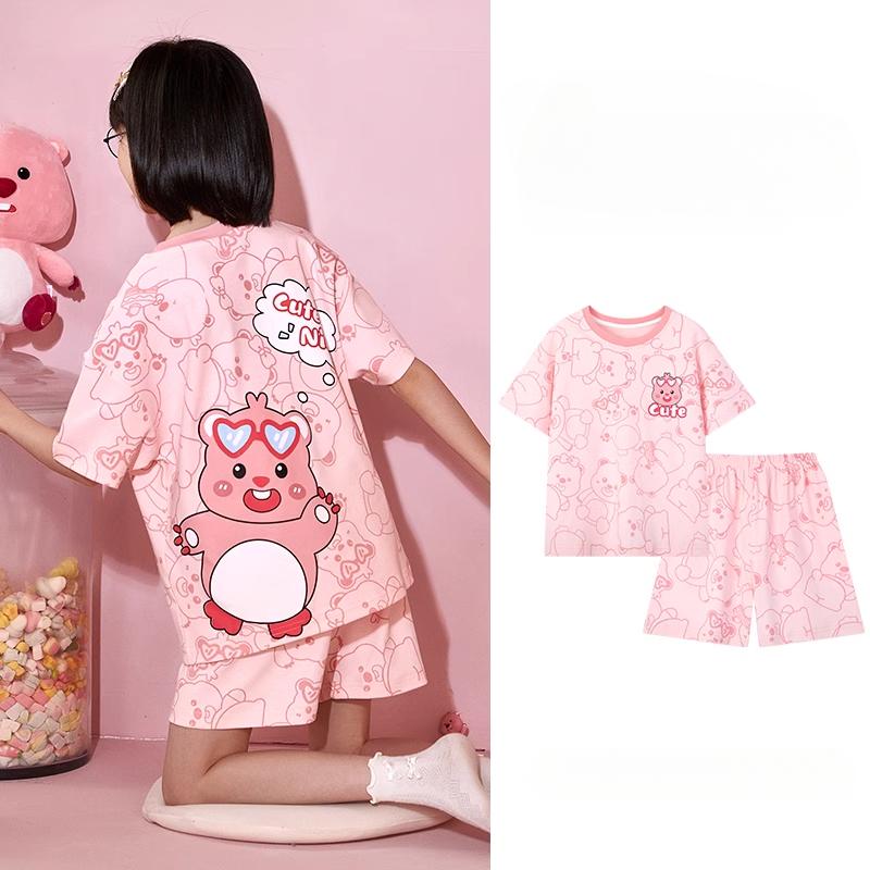 2025 MINISO Modisches und niedliches Cartoon-Anime-Print Jungen- und Mädchen-Kurzarm-Pyjama-Set für den Sommer Kinder-T-Shirt+Shorts 2-teiliges Set