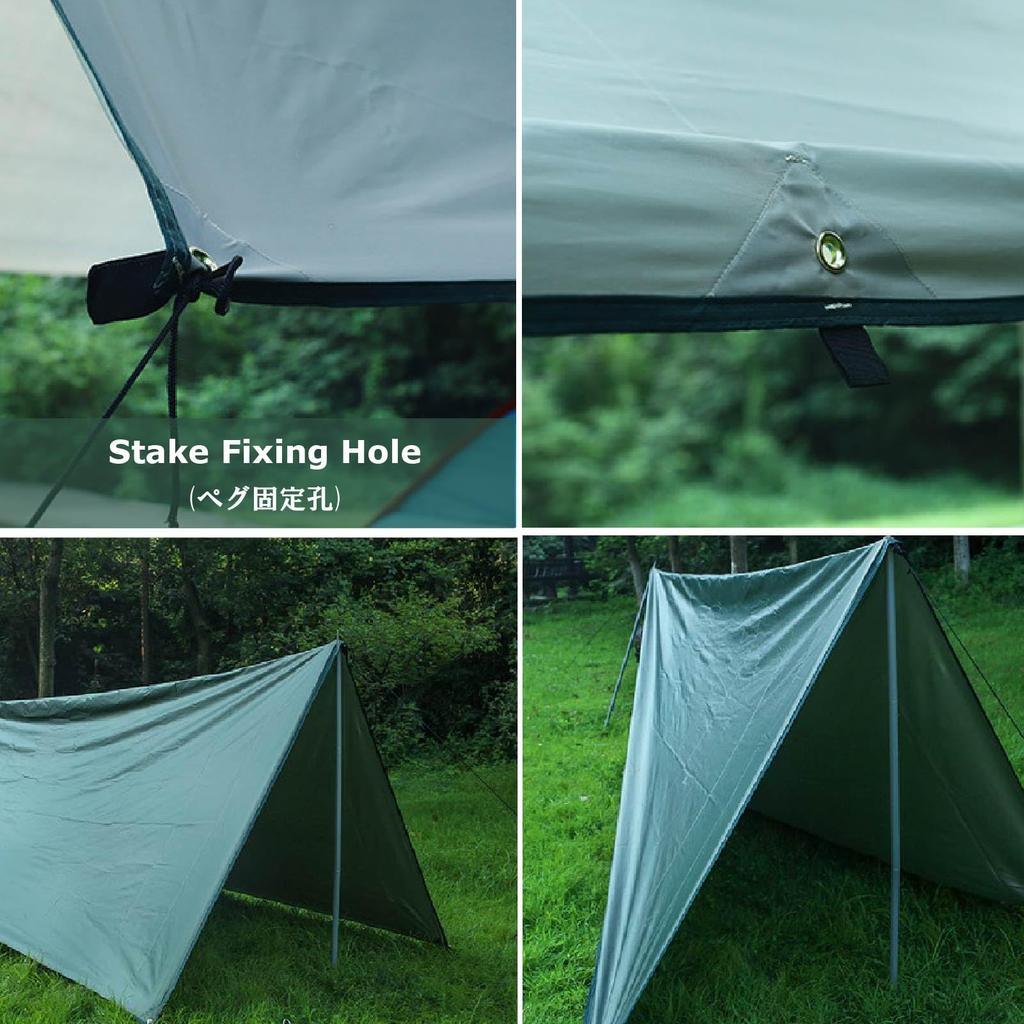 YAPJEB Waterproof Tarp Camping Tarp Tent Canopy UV Protection 2000mm Water Pressure Resistance Sunshade Heat Shielding Light Blocking UV Cut Compact