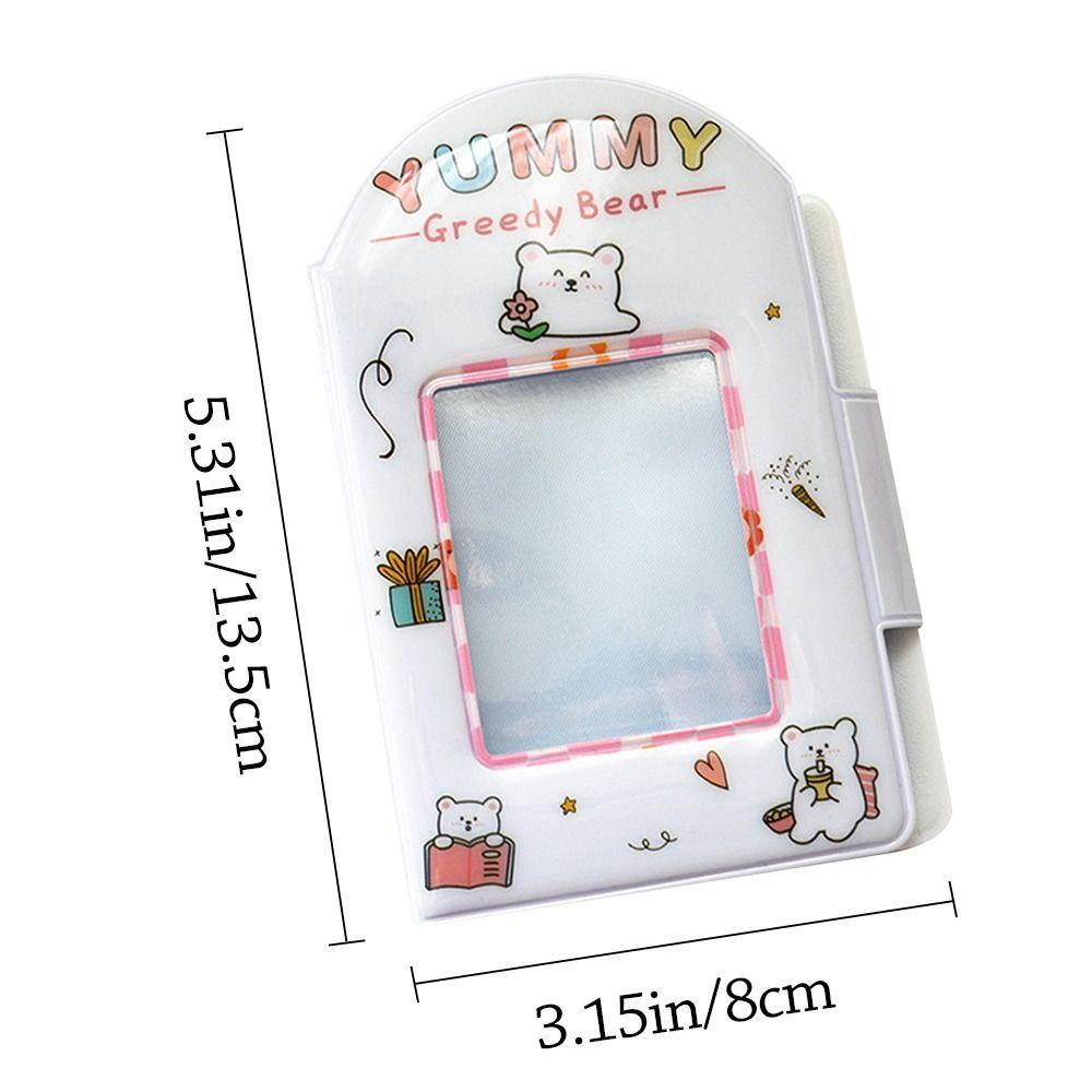 Kreatives Niedliches Kartenalbum PVC Kleiner Bär Idol Karten Sammelbuch mit 16 Innenseiten 3 Zoll Mini Sammelkartenalbum