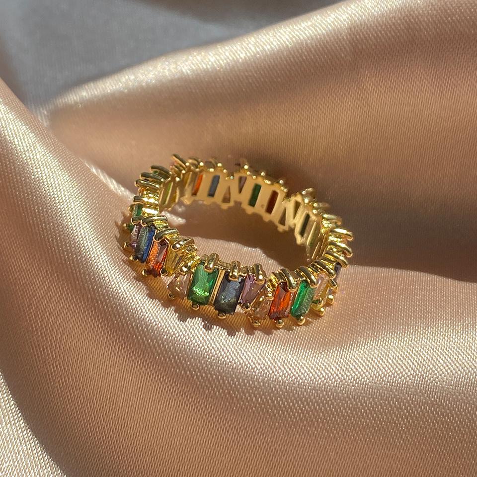 

Классическое геометрическое квадратное цветное циркониевое обручальное кольцо, роскошные блестящие кольца для помолвки с кристаллами AAA CZ для женщин 8