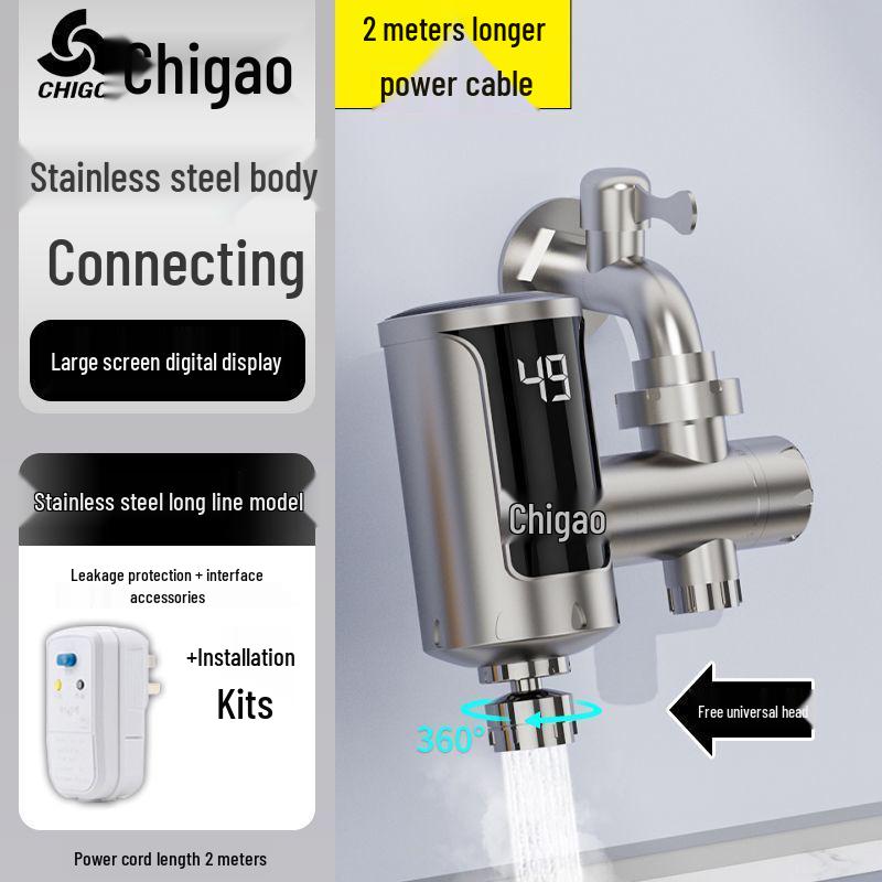 

Мгновенный нагрев электрический кран для горячей воды: Быстрая установка, двойное использование горячей и холодной воды для кухни и ванной Tool-Free Installation 3400W Upgrade