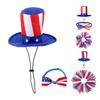 1 Set July 4th Goose Outfits, Patriotic Porch Goose Costume, Independence Day Apparel, Stars Stripes Hat Bow Tie for Lawn 23 Inch Goose Statue