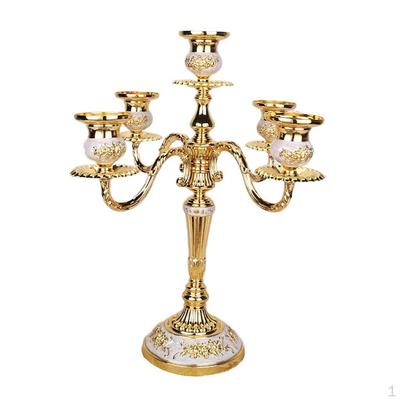 Porta Velas de Pilar Metálico de 5 Soportes Candelabro de Boda