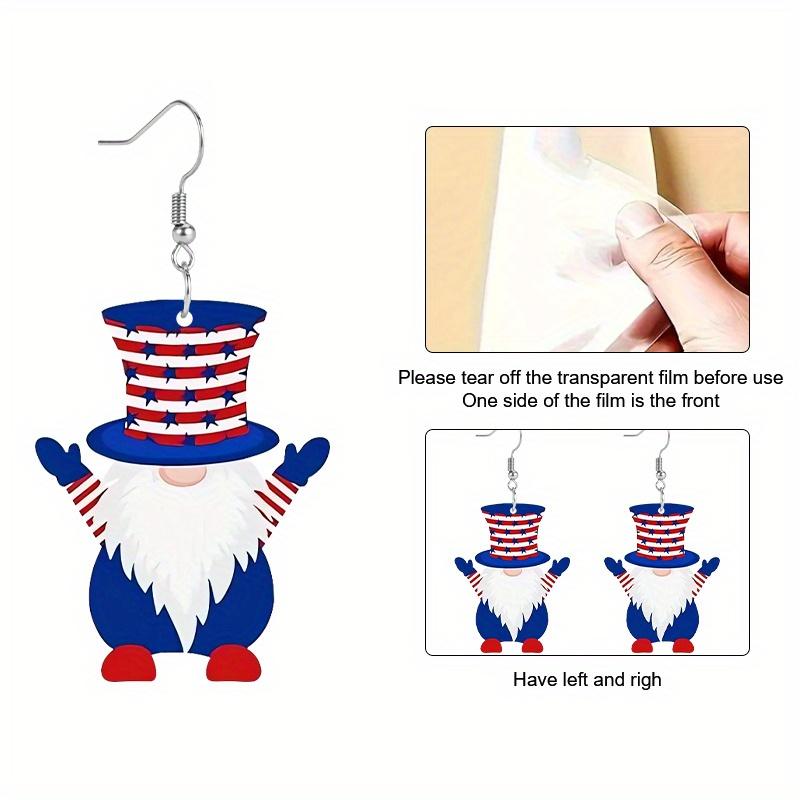 2D Flache Unabhängigkeitstag Zwerge Acryl Ohrringe Mode Tropfen Hängeohrringe Elegante Ohrringe Party-Ohrringe Weihnachtsgeschenk für Freunde Gastgeschenk
