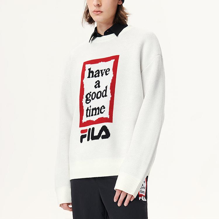 New FILA Have A Good Time Collection Sweaters Unisex Vanilla White F11U149401F-IV