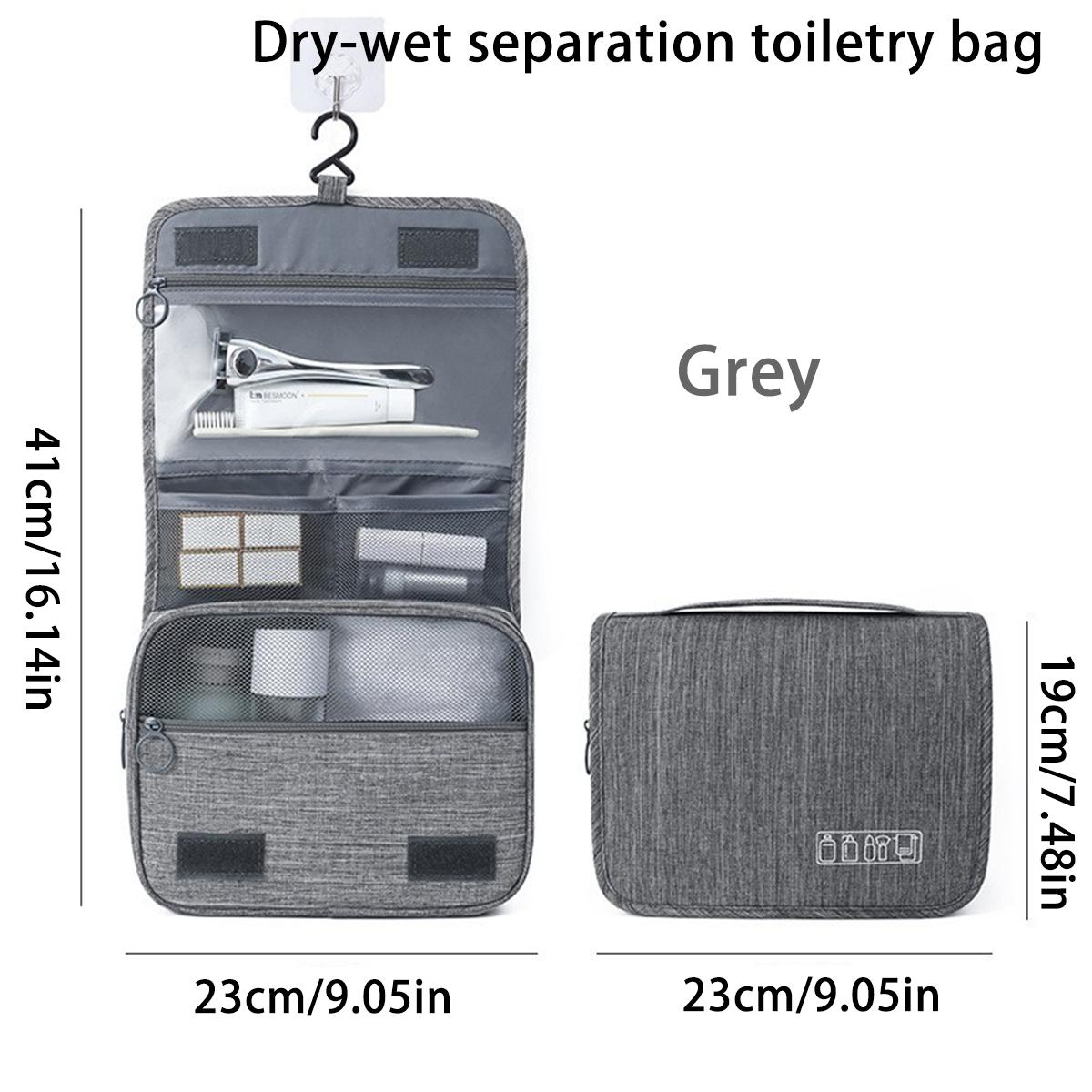 

Portable large-capacity travel makeup bag, separate dry and wet toiletries bags, toiletries storage bag світло-сірого кольору