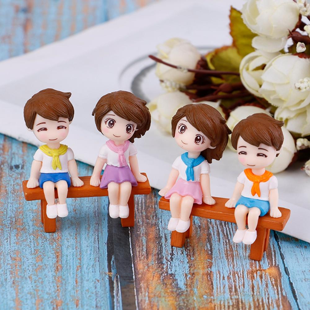 Dollhouse Creative Mini Sweety DIY Stool Couples Lovers Figurine Boy Girl Ornament Dolls Miniatures