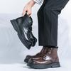 Modische Herren Business Stiefeletten Schwarz Braun Lack Dicke Sohle Wasserdichte Stiefel Schnürung Business Mode Chelsea Boots Größe 38-45