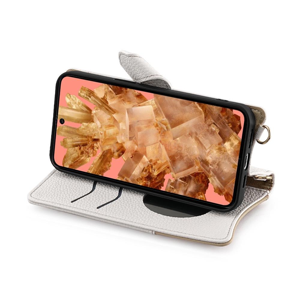 Google Pixel 10a Leather Flip Case: Creative Stand, 6-Buckle Design