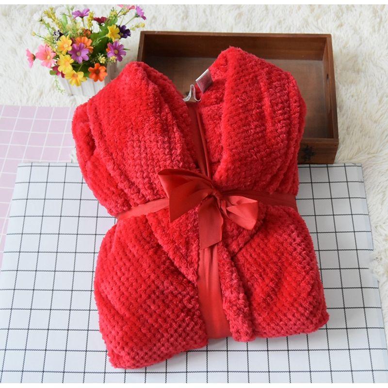 

Pineapple Pattern Autumn and Winter New Women s Soft Flannel Bathrobe Red M