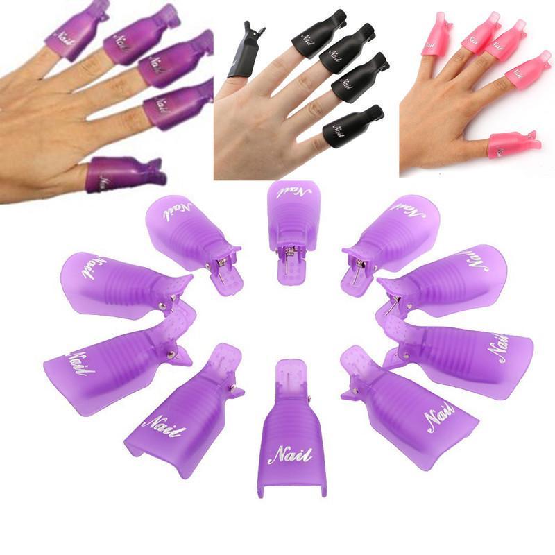 Sets Acrylic Plastic Nail Art Soak Off Cap Clip UV Gel Polish Remover Wrap Tool