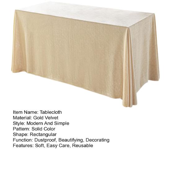 Tablecloth Oblong Shape Pure Color Easy Care Velvet Table Protection Banquets Party