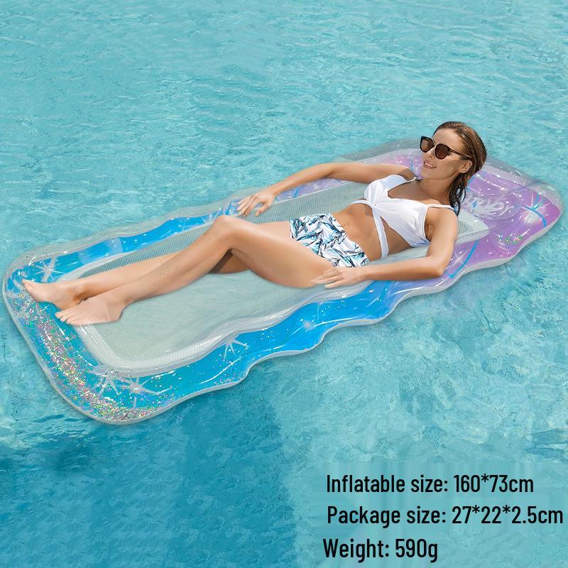 Inflatable PVC Float Recliner: Foldable Striped Swimming Bed