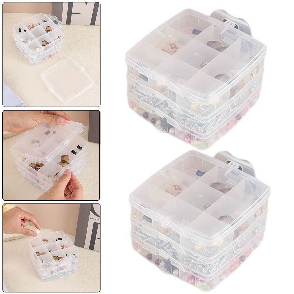 3-Layer Jewelry Beads Box Stackable Transparent Cosmetic Storage Box Hardware Tool Boxes