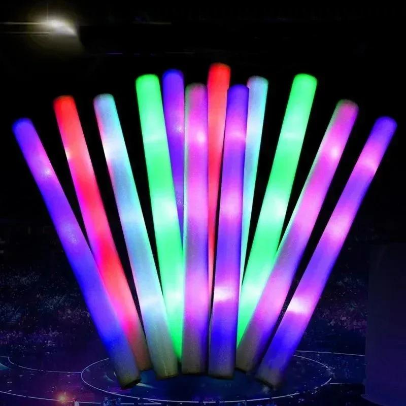 5/10/30pcs 4 Modes Colorful Foam Glow Sticks Led Flashing Glow Stick Camping Party Supplies for Raves Festival Wedding Concert