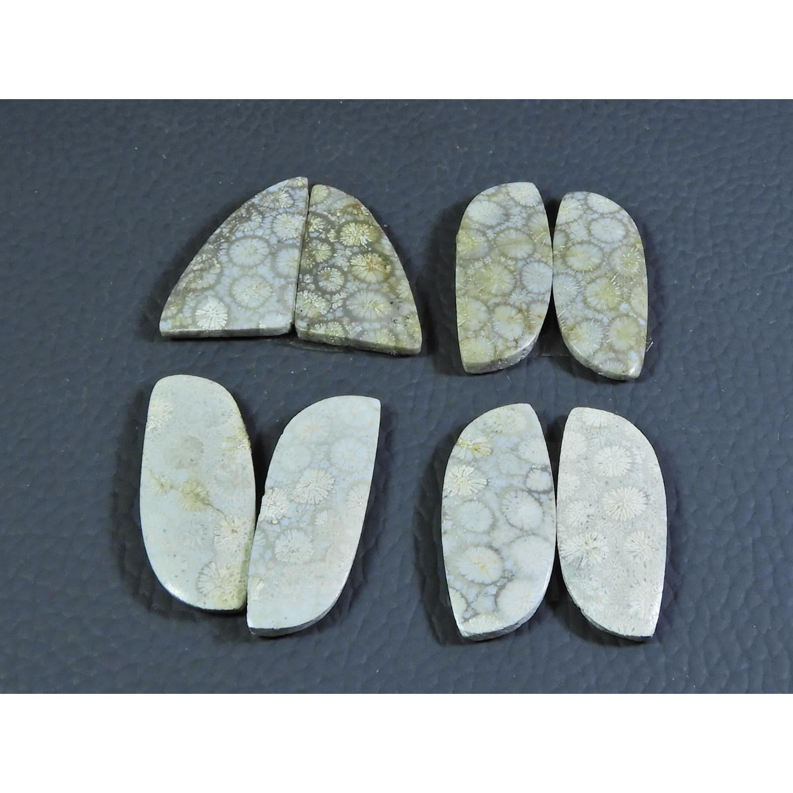 

21-25 мм Натуральный ископаемый коралл, подобранная пара, необычный свободный драгоценный камень, лот из 4 пар A-617