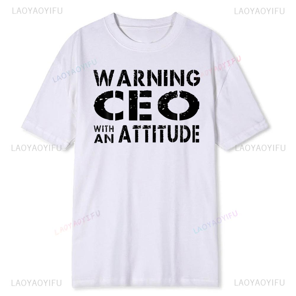 CEO with An Attitude Men Women Gift Funny TShirt Soft Modal Blend Tee Humor Office Casual Sarcastic Oneck Short Sleeve Tops