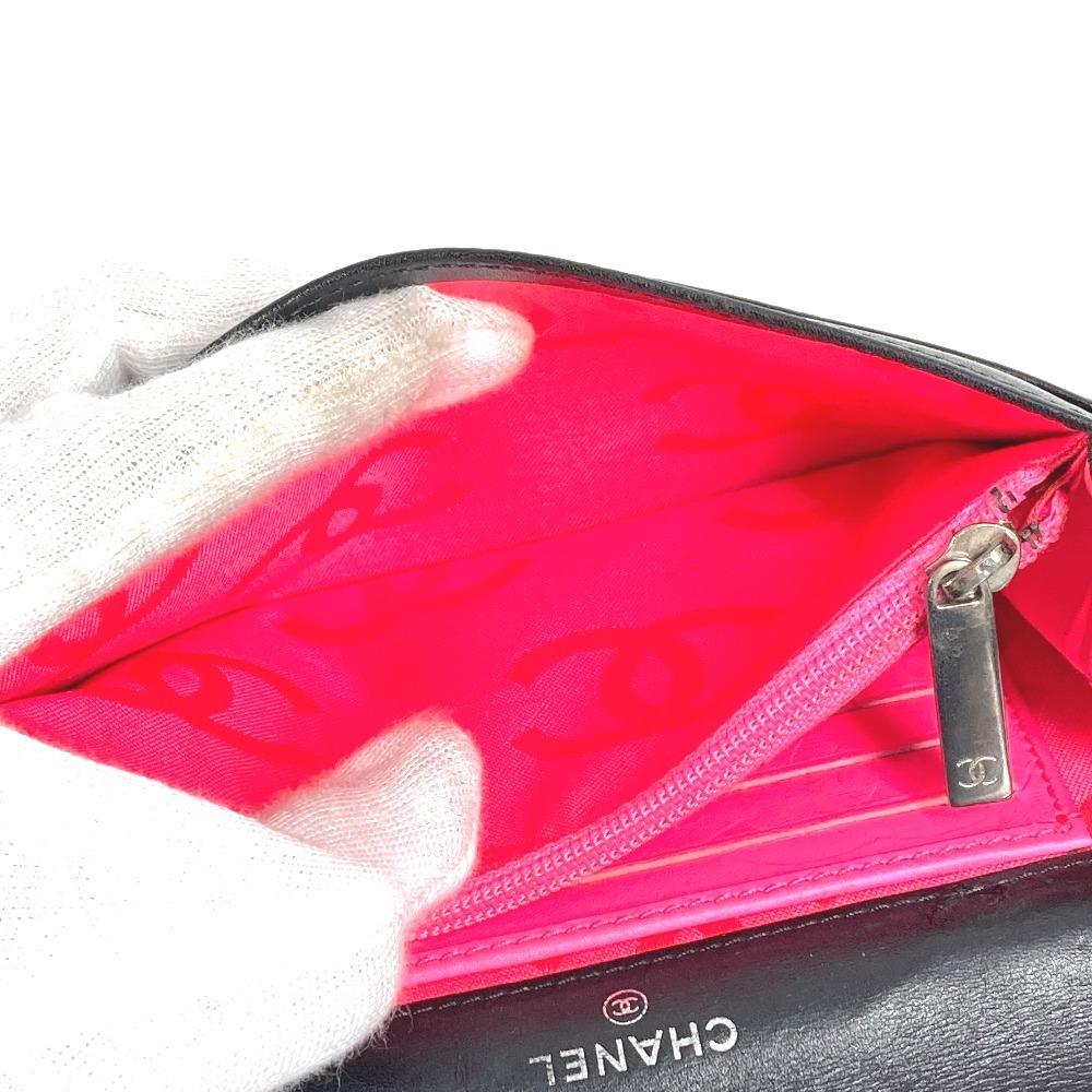 Chanel Cambon Line CC CC Mark Bifold Logo Compact Wallet Flap Folded Wallet