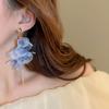 Sweet Pink Blue Flower Earrings for Women Yarn Mesh Long Tassel Earring Pendientes Mujer Fashion Y2K Jewelry Holiday Accessories