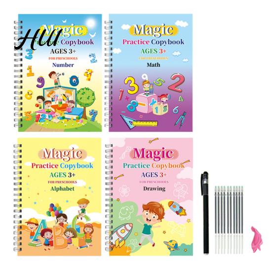 Handwriting Workbook Kit Grooved Writing Exercise Book for Kids Ages 3-5 Practice Copybook Fun Activities Young Learners 1 Set