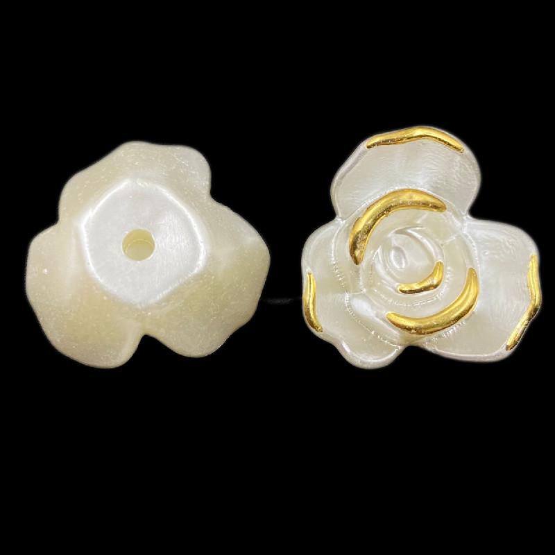 For Jewelry Makings Finding Charms Loose Beads Pendant DIY Crafts 5-50Pcs Beige Flower Necklace Bracelet  Accessories