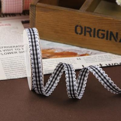 10 Yards Gingham Ribbon DIY Crafts Gift Wrapping Hair Accessories for Bowknots 1.5cm Candy-Wave Floral Bouquet Plaid Fabric