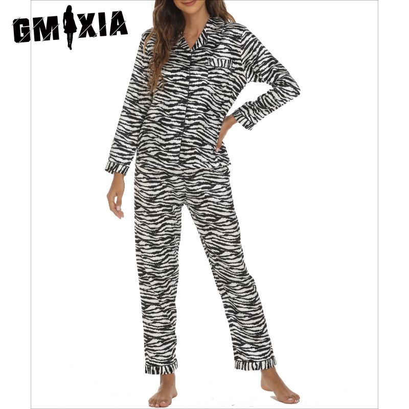 GMXIA Women's Long Sleeve Long Pants Loungewear Cardigan Pajama Set
