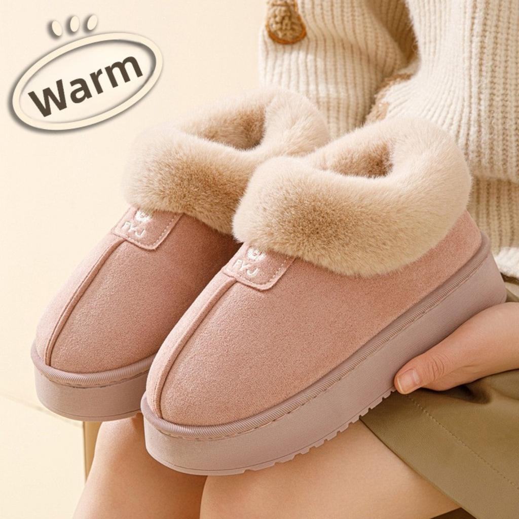 Cotton Slippers, Autumn and Winter Women's Home Bag, Postpartum Thick Soled Warm Couple with Fleece, Outdoor Snow Boots for Men