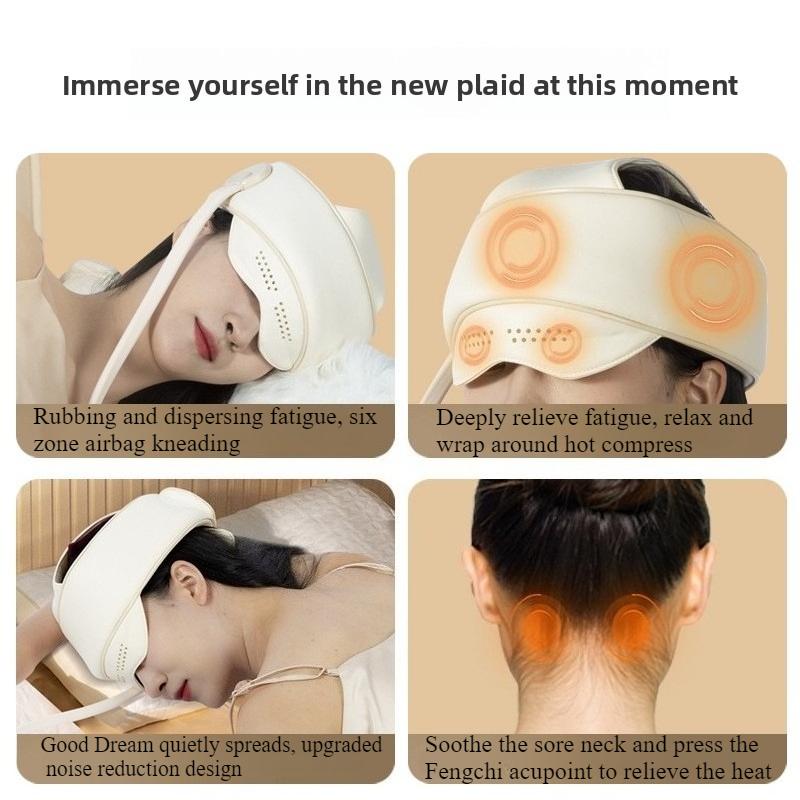 Portable 2 in 1 Electric Airbags Massager Relief Relaxing Smart Vibration Sleep Aid Head Massager with Eye Mask Heat Compression