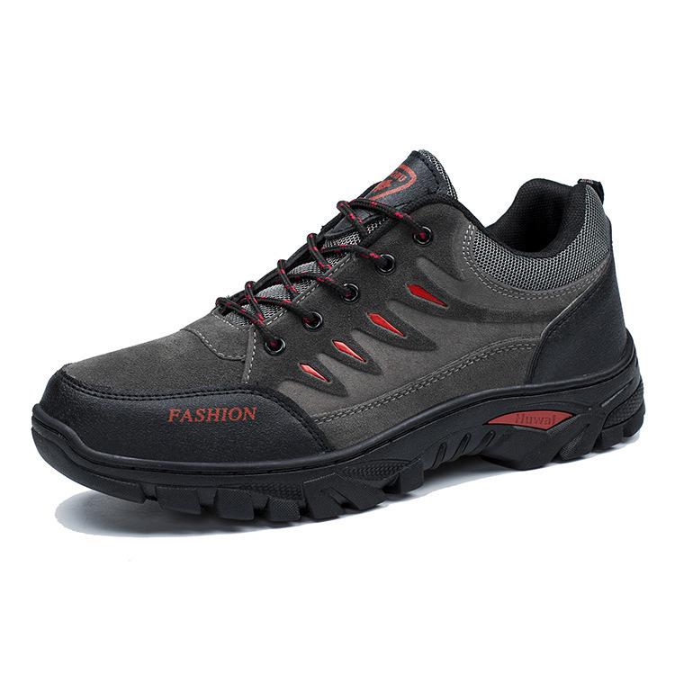 Hiking Shoes Men's Lace-up Leather Casual Shoes Thick Sole Heightened Rubber Sole Men's Outdoor Sports Shoes