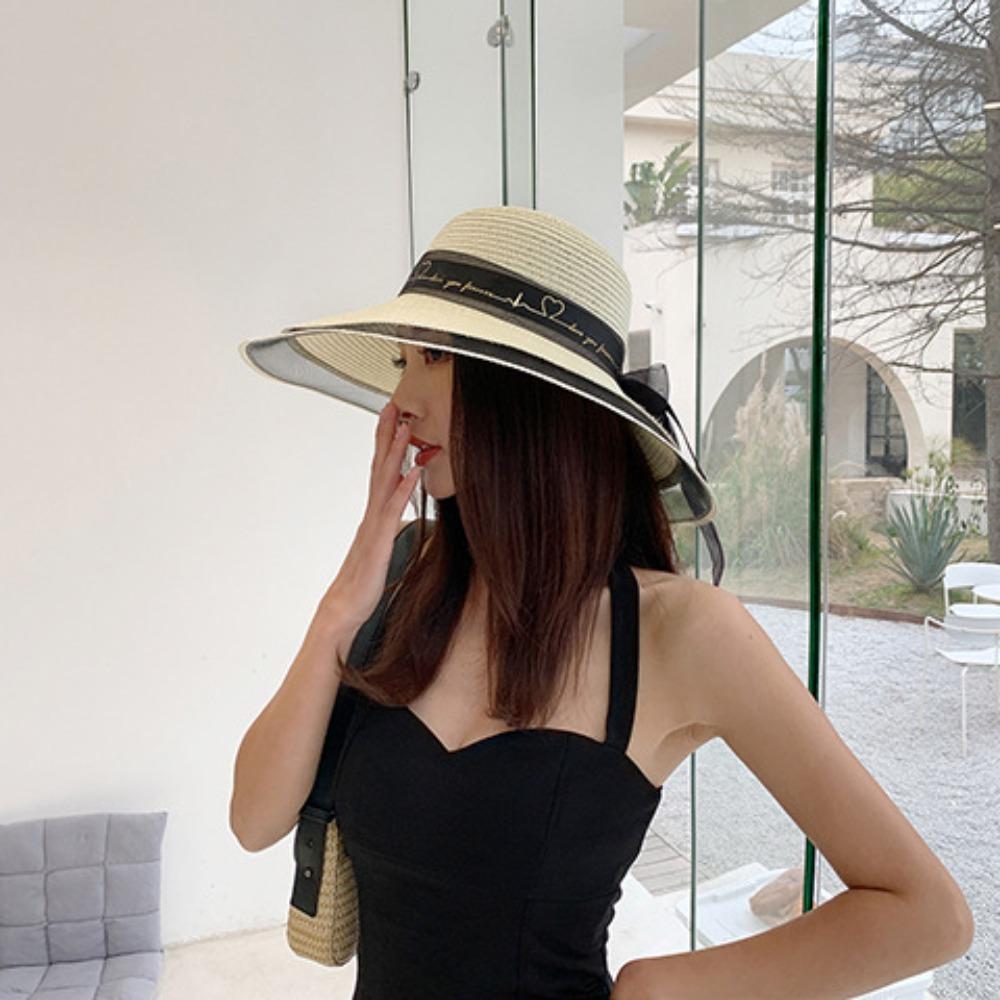 

Широкополая шляпа с элегантным черным бантом — дышащая, неэластичная и с защитой от ультрафиолета — идеально подходит для пляжа, путешествий и отдыха на природе one size