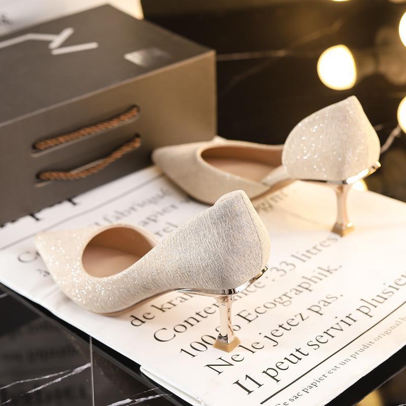 Fine heel temperament high heels women's spring 2025 new design French single shoes autumn wedding shoes large size women's single shoes