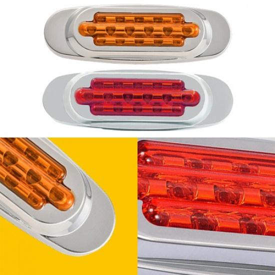 10X Amber Red Oval 16 LED Side Clearance Marker Lights Car Truck Trailer RV EOA