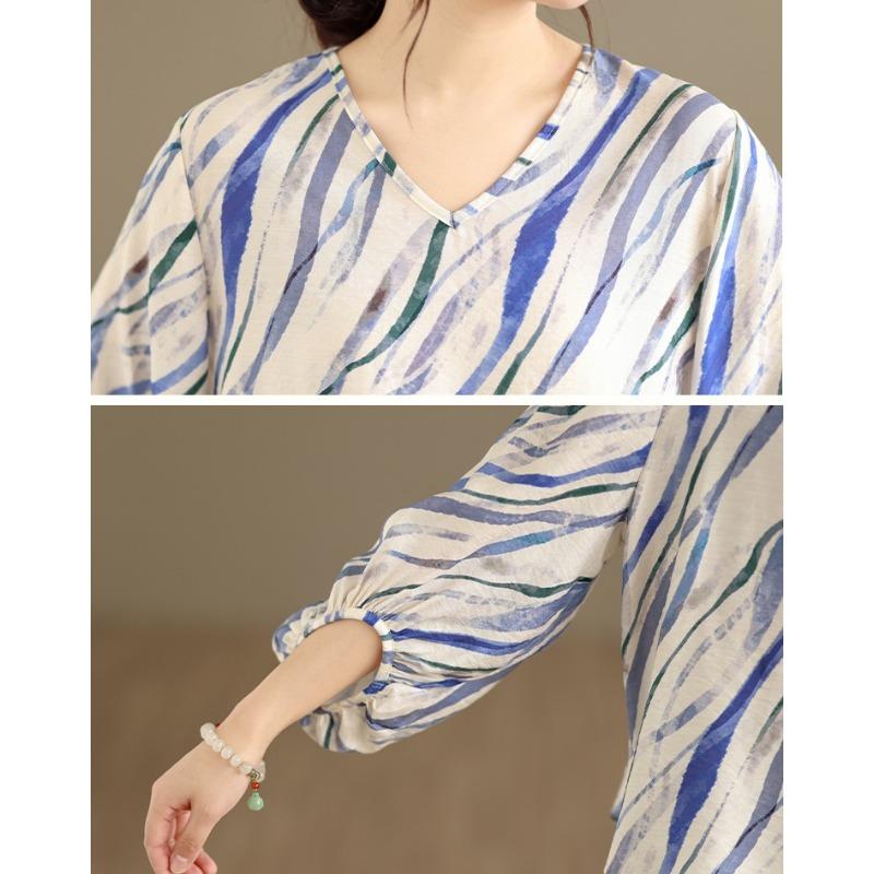 DIMANAF 2026 Women Plus Size New Summer Blouse Shirt Thin Casual Loose Lady Tops Tees Print Shirts