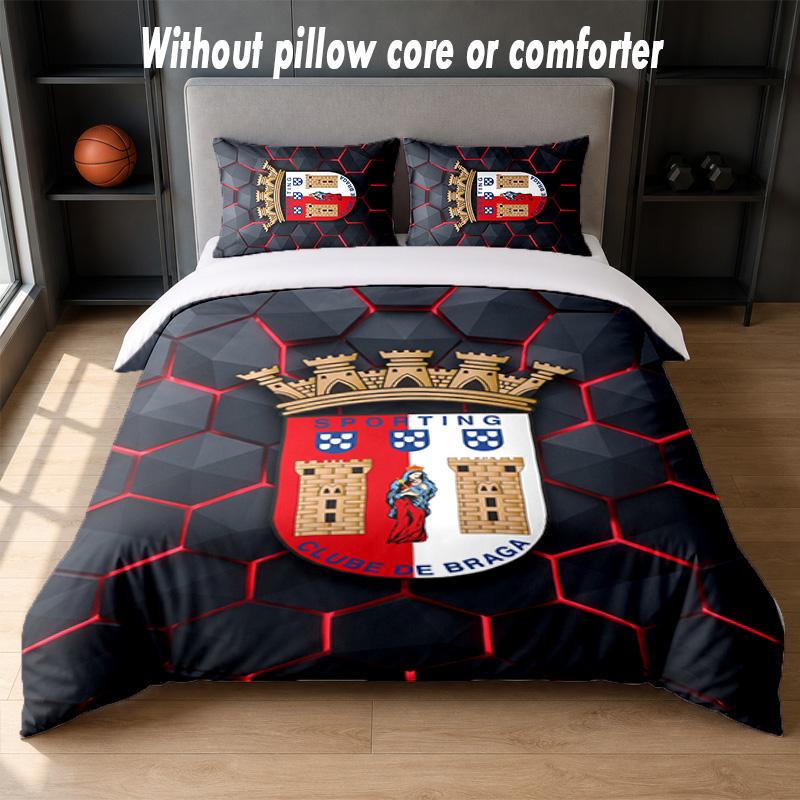 Braga FC Design Bed Bedding Set 1 Duvet Cover + 2 Pillowcases Soft Breathable Household Bed Linens