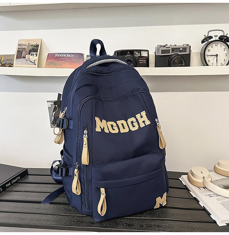 

Student Capacity Large Backpack With Letter Embroidery Design For School Daily синий