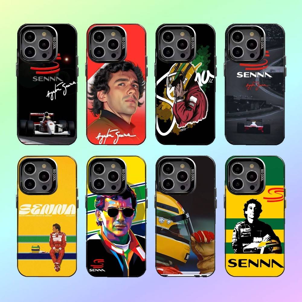 Racing Driver Ayrton S-Senna Phone Case For iPhone17,16,15,14,13,12,11 Plus,Pro Max Colorful Silver Back Phone Case