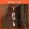Fashionable Moon Teardrop Pendant Earrings With Elegant Natural Shell Design