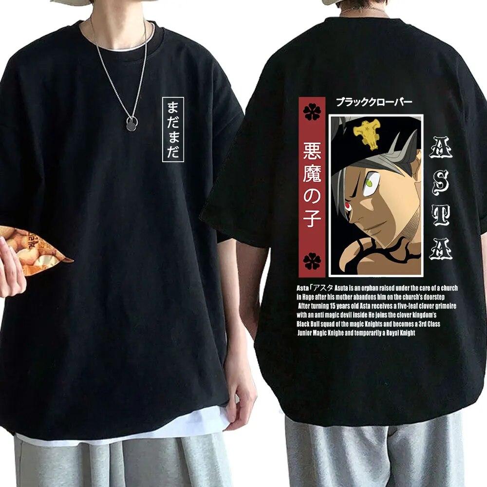 High Street Top Japanese Anime with European and American Style Black White Tees Character Print with Brand Unisex Cotton Casual