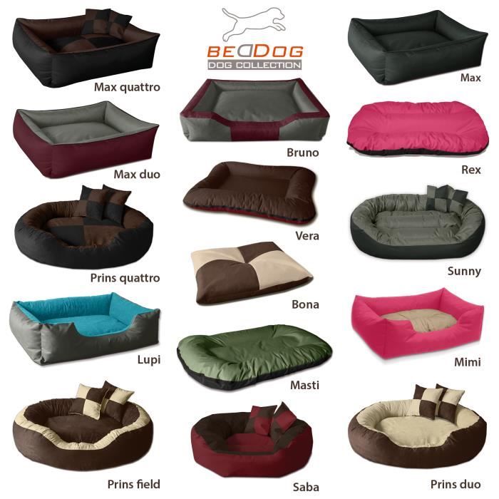 Lit pour chien - beddog - lupi - xxl 120x85cm - noir/bru - imperméable et facile à nettoyer