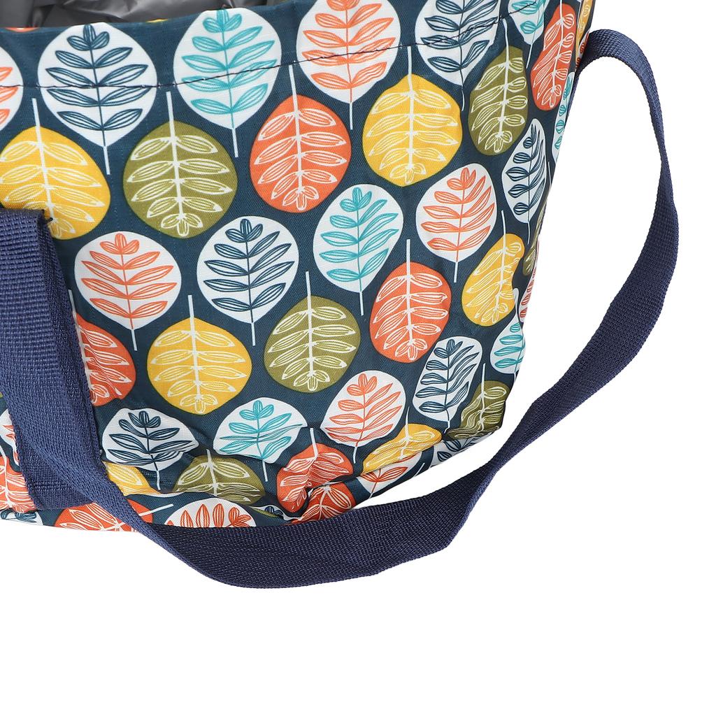 Collapsible Foot Soaking Basin Polyester Waterproof Handle Rope Foot Bath Water Bucket 21L Large Leaf Pattern